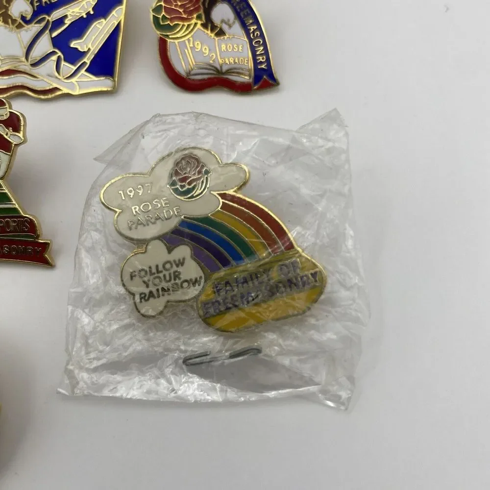 Lot of 7 Tournament of Roses Rose Parade Pins Masons Family of Freemasonry 91-99